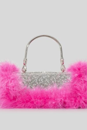New Mink Fur With Diamonds Dinner Bag