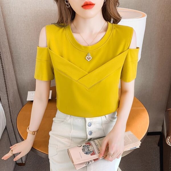 Fashion Chic Off-the-shoulder Short Sleeve Top For Women - Image 3