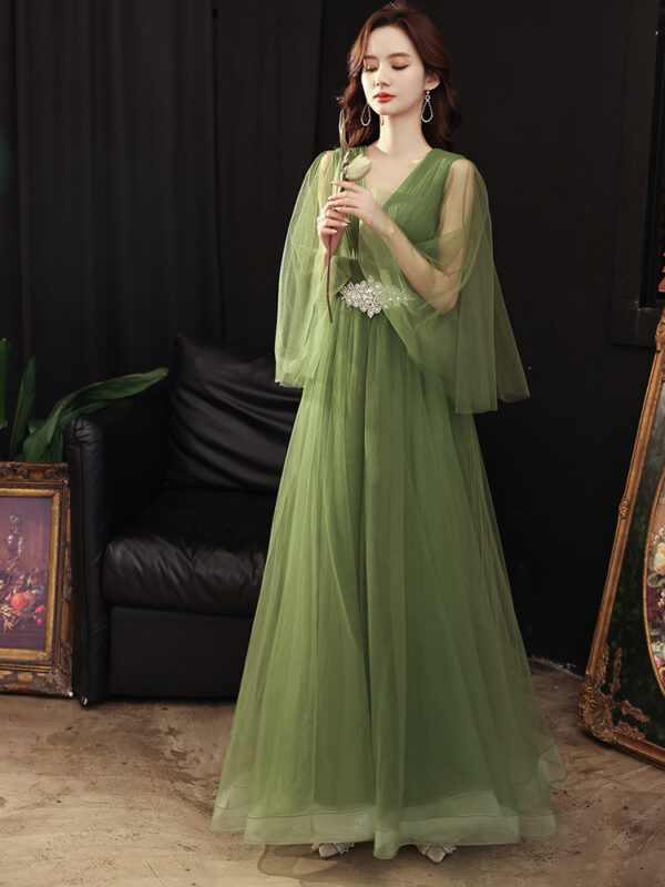 Green Wedding Dress Guzheng Art Examination Solo - Image 6