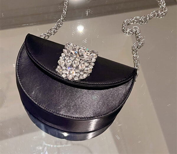 Circle Shiny Not Spirit Diamond Silk Crescent Half Crossbody Bag - Image 8