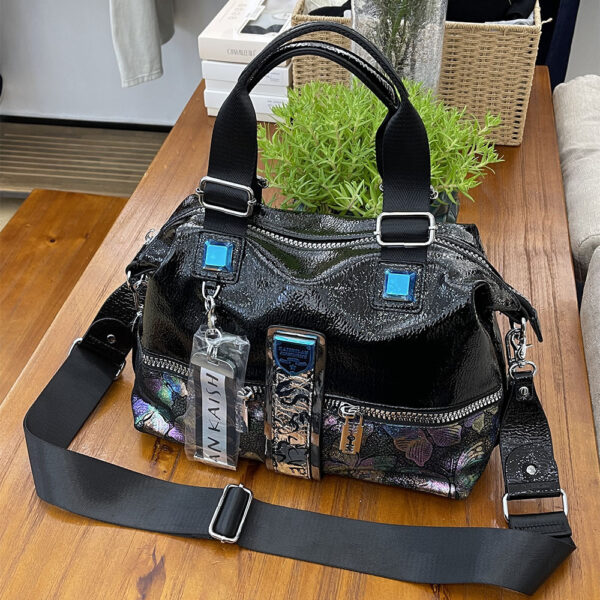 Women's Painted Print Portable Western Style Soft Leather Shoulder Large Bag - Image 2