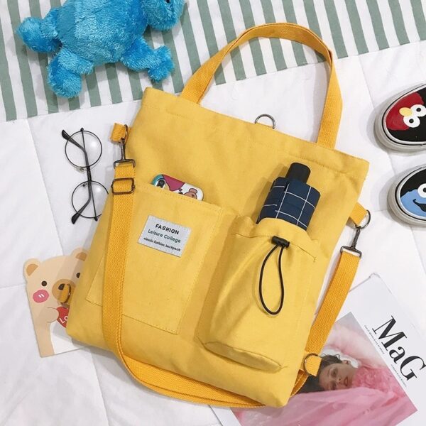 Harajuku Canvas Bags Students Handbag With Pockets Preppy Buckpack Shoulder Bag For Women - Image 3