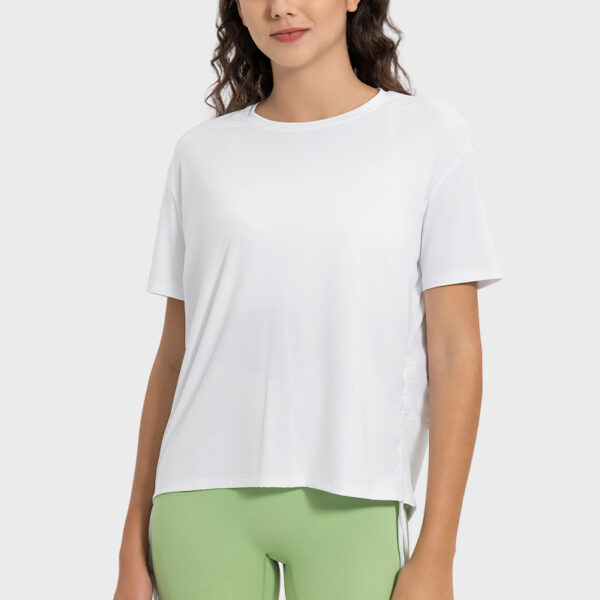 Women's Side Drawstring Yoga Clothes Casual Short Sleeve - Image 6