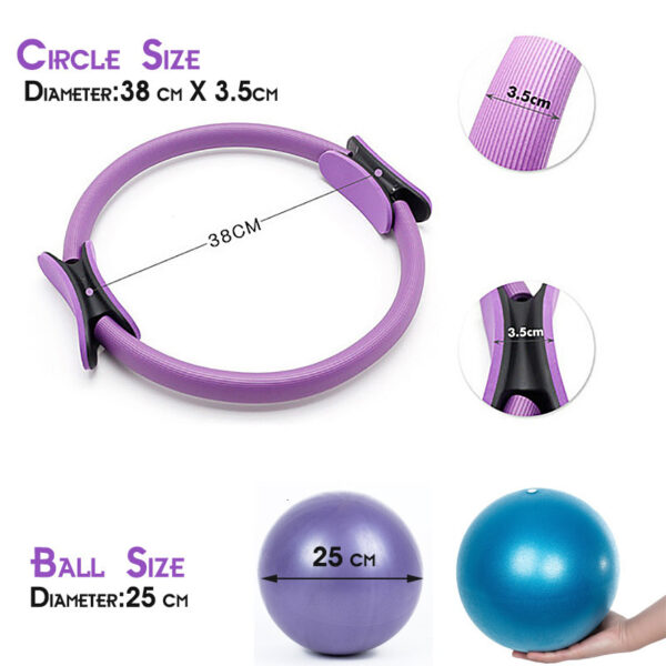 Pilates Roller Five-piece Stretch Auxiliary Strap Latex Yoga Ring Combination - Image 3