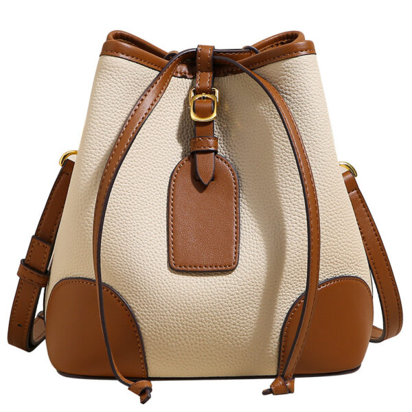 Women's First Layer Cowhide Drawstring Bucket Bag Soft Leather Bag - Image 4