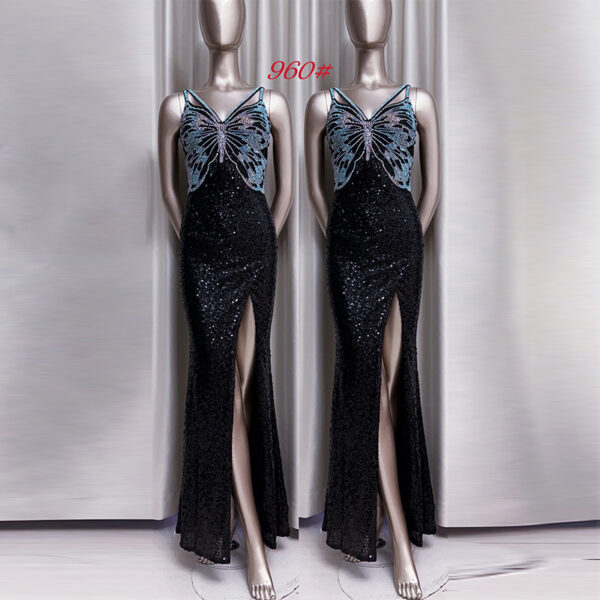 New Sequined Evening Dress Autumn And Winter Purple French Style High Sense Banquet - Image 6