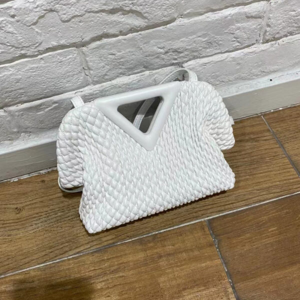 Women's Embroidered Crinkled Inverted Triangle Cloud Leather Leather Handbag - Image 6