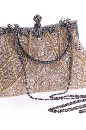 Ladies Hand Beaded Embroidered Evening Dress Embroidered Handbag