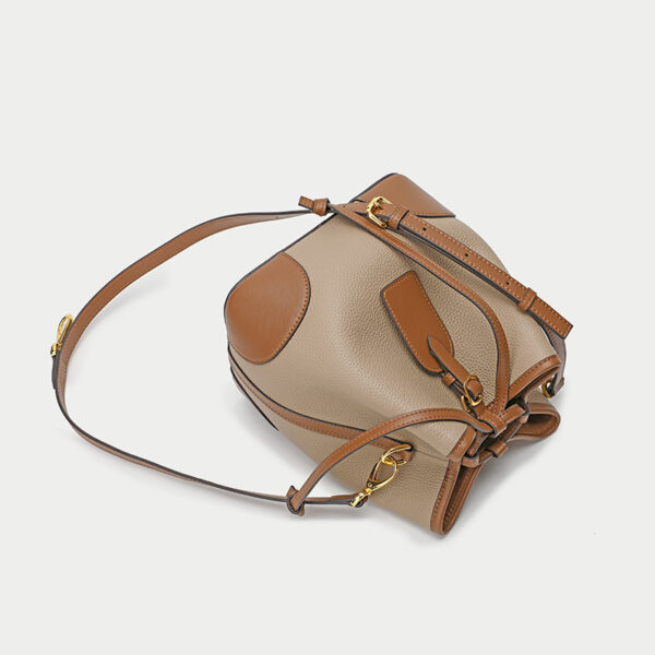 Women's First Layer Cowhide Drawstring Bucket Bag Soft Leather Bag - Image 6