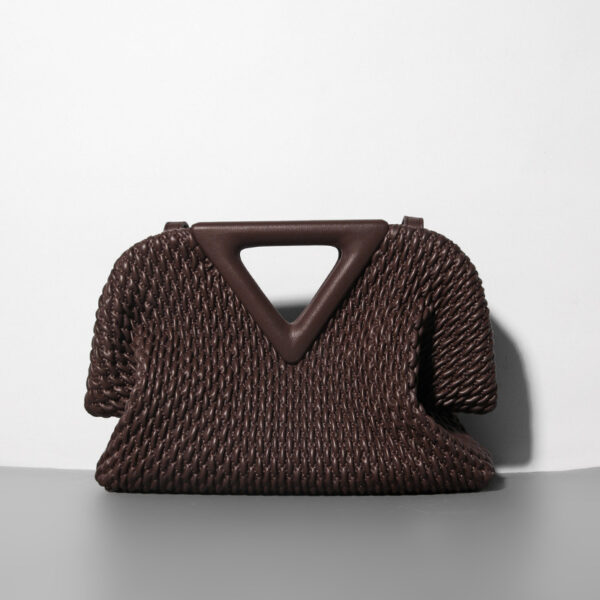 Women's Embroidered Crinkled Inverted Triangle Cloud Leather Leather Handbag - Image 2