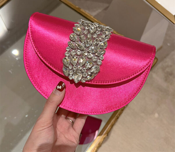 Circle Shiny Not Spirit Diamond Silk Crescent Half Crossbody Bag - Image 7