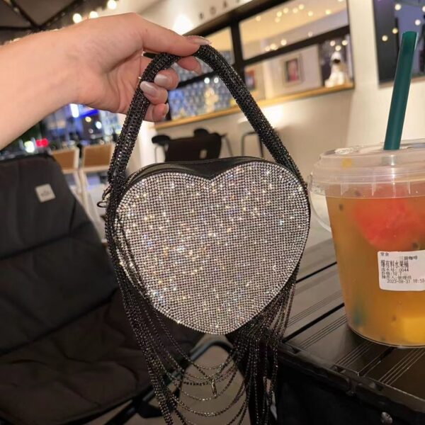 Rhinestone Tassel Chain Love Handbag - Image 2
