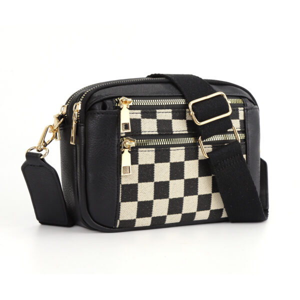 Cow Color Matching Multifunctional Zipper Crossbody Bag - Image 5