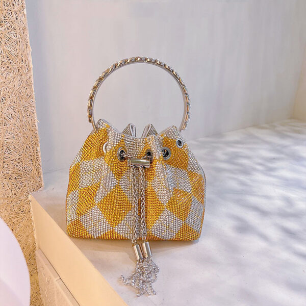 Tassel Shiny Diamond RhinestonesBucket Bag - Image 3