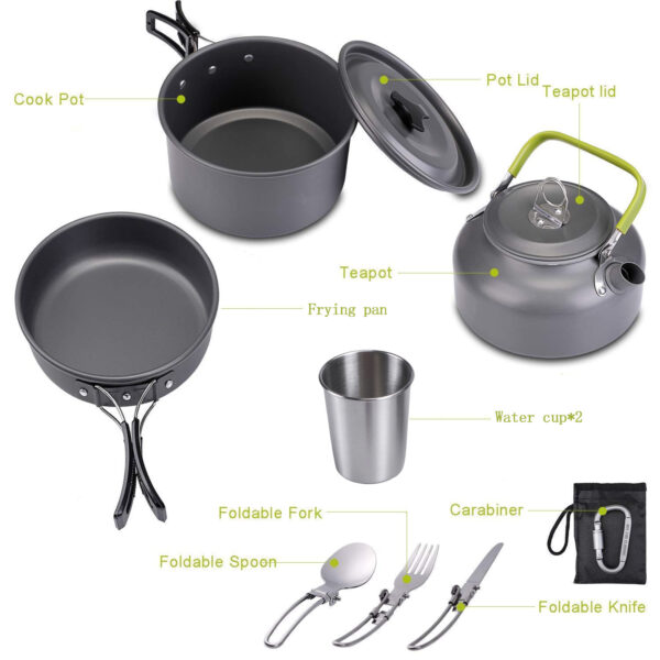 Outdoor Jacketed Kettle 2-3 Person Camping Teapot Tableware Suit - Image 4