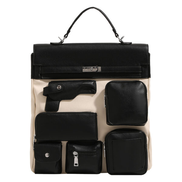 Dark Punk Motorcycle Bag Multi-pocket Canvas Backpack - Image 5