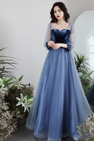 Velvet Long Birthday Party Dress For Women