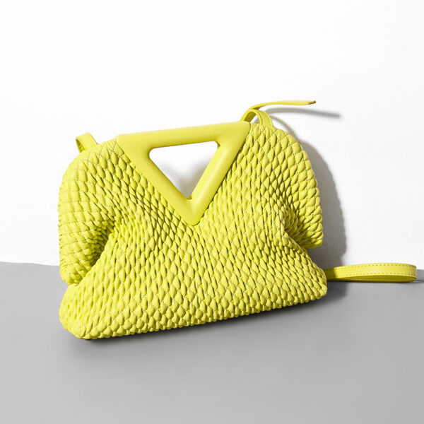 Women's Embroidered Crinkled Inverted Triangle Cloud Leather Leather Handbag - Image 3