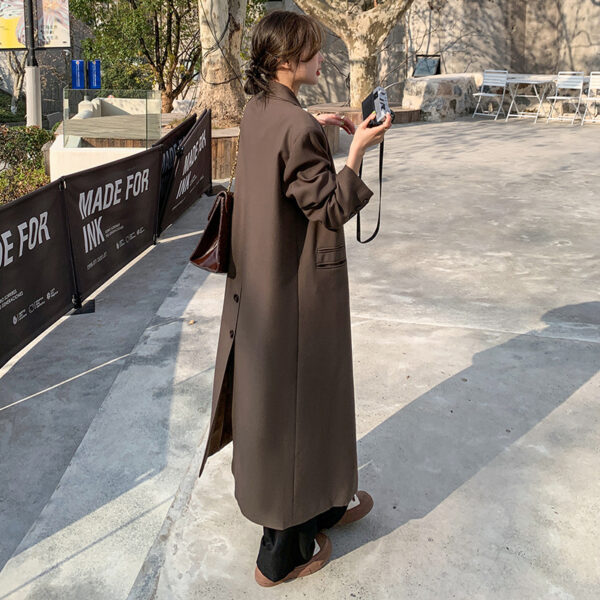 Women's High-quality Knee-length Long Suit Trench Coat - Image 2