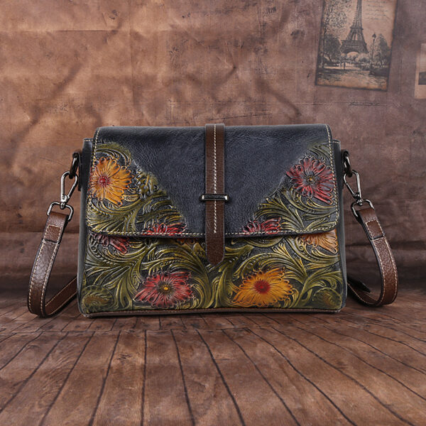 The First Layer Cowhide Bag Shoulder Diagonal Ladies Colornger - Image 7