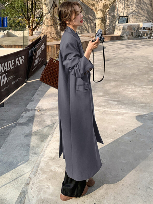 Women's High-quality Knee-length Long Suit Trench Coat - Image 5