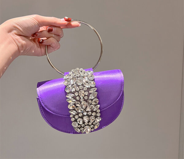 Circle Shiny Not Spirit Diamond Silk Crescent Half Crossbody Bag - Image 5
