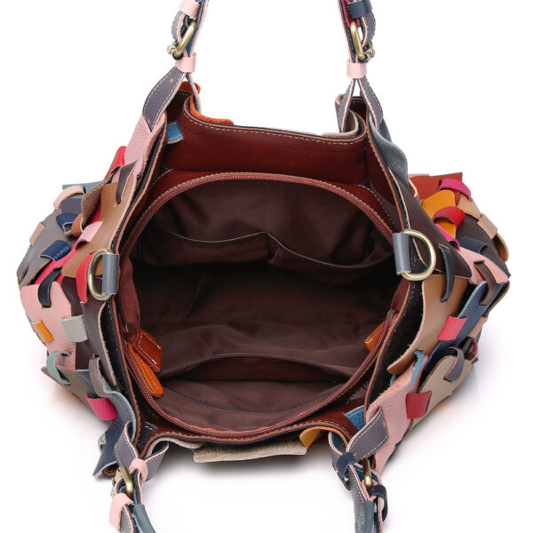 First Layer Cowhide Multi-color Blocks Handbag - Image 2