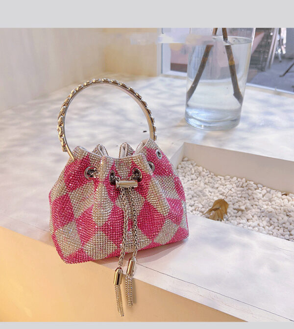 Tassel Shiny Diamond RhinestonesBucket Bag - Image 5