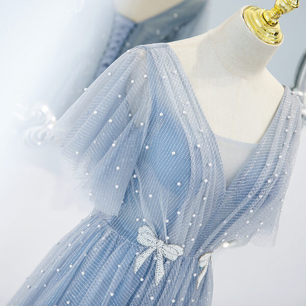 Evening Dress Female Elegant Temperament Host V-neck Super Fairy Thin Long Style - Image 2