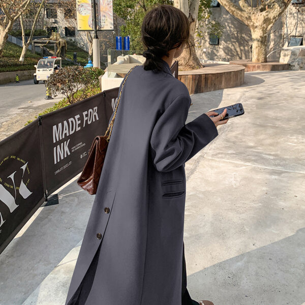 Women's High-quality Knee-length Long Suit Trench Coat - Image 3