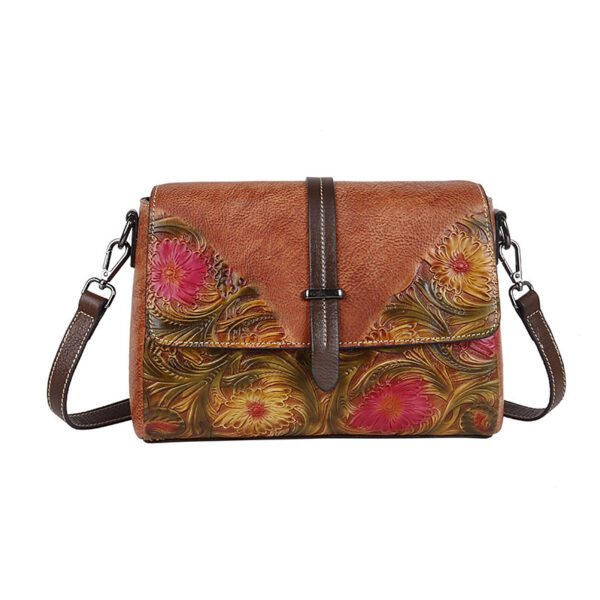 The First Layer Cowhide Bag Shoulder Diagonal Ladies Colornger - Image 6