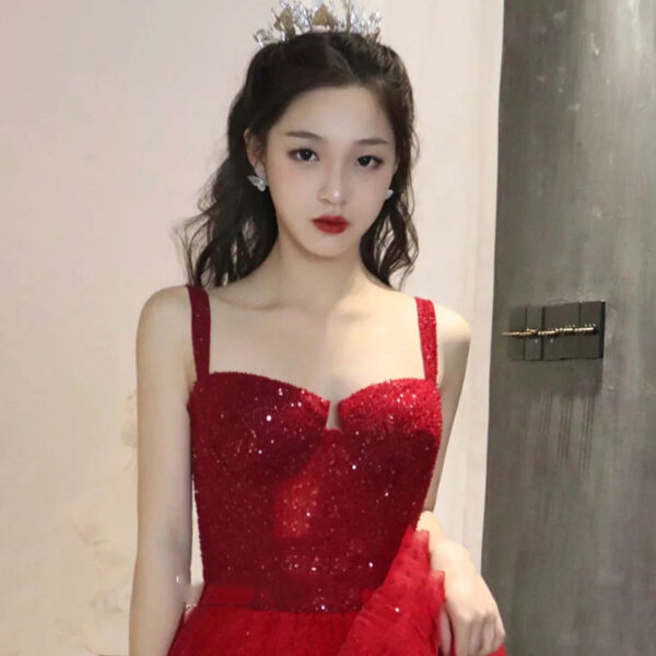 New Sequin Sling High-grade Princess Engagement Dress For Women - Image 3