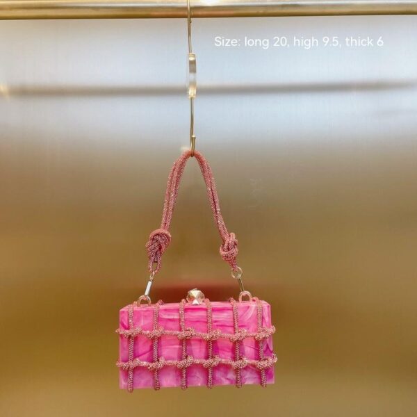 Rhinestone Acrylic Lock Box Bag Portable - Image 3