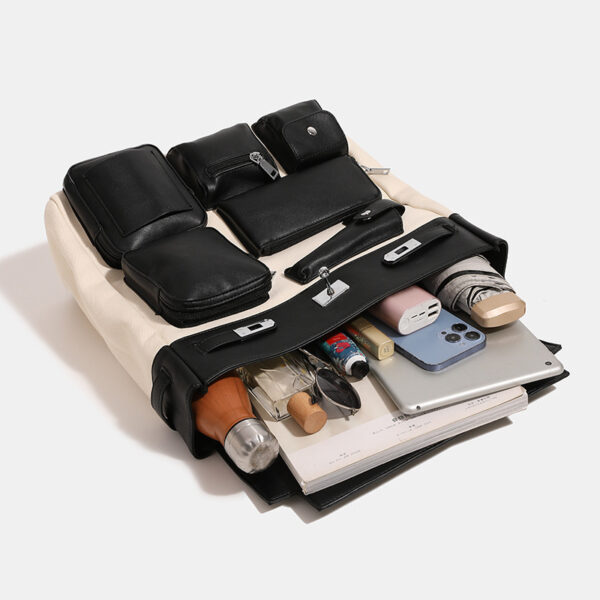 Dark Punk Motorcycle Bag Multi-pocket Canvas Backpack - Image 4