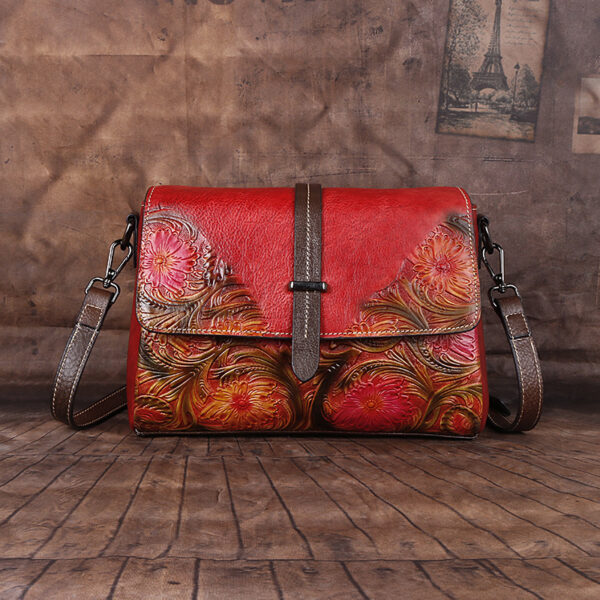 The First Layer Cowhide Bag Shoulder Diagonal Ladies Colornger - Image 4