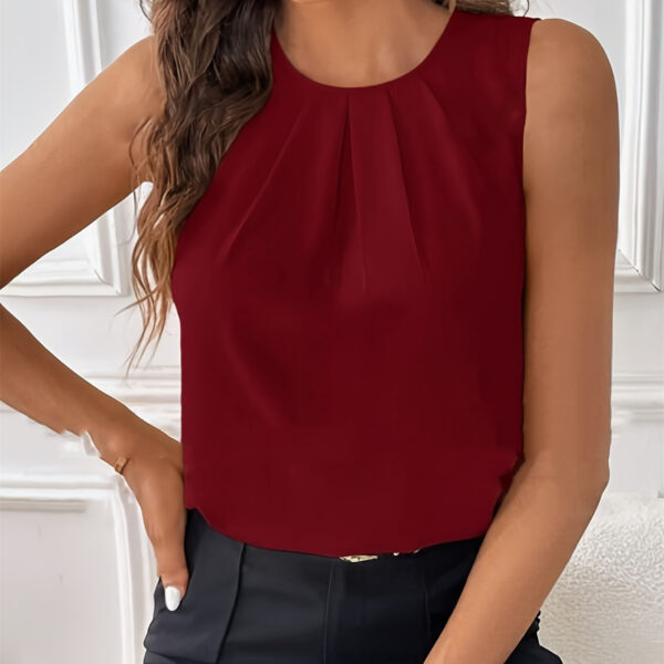 Sleeveless Button Versatile Simple Elegant Shirt Top - Image 8