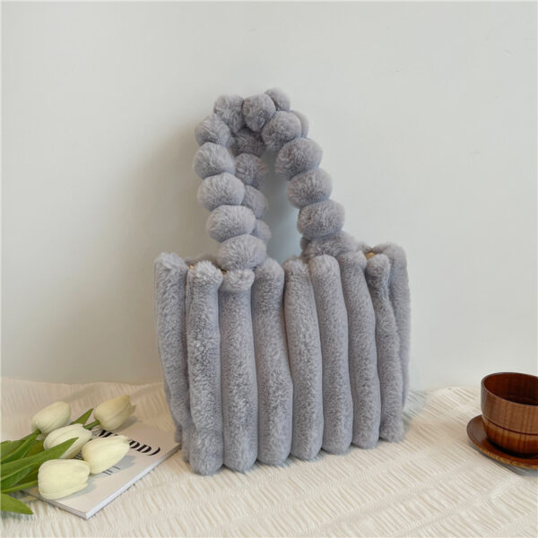 New Fashion One Shoulder Underarm Large Capacity Portable Plush Bag Women - Image 4