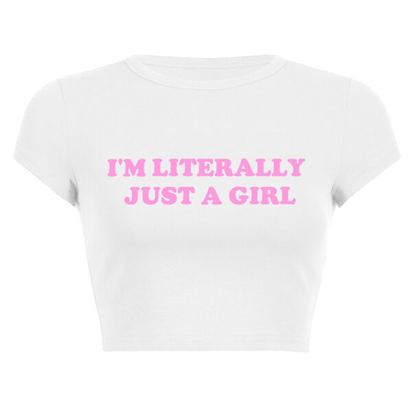 INS Personality Street Letter Print Short Midriff-baring Short-sleeved T-shirt - Image 7