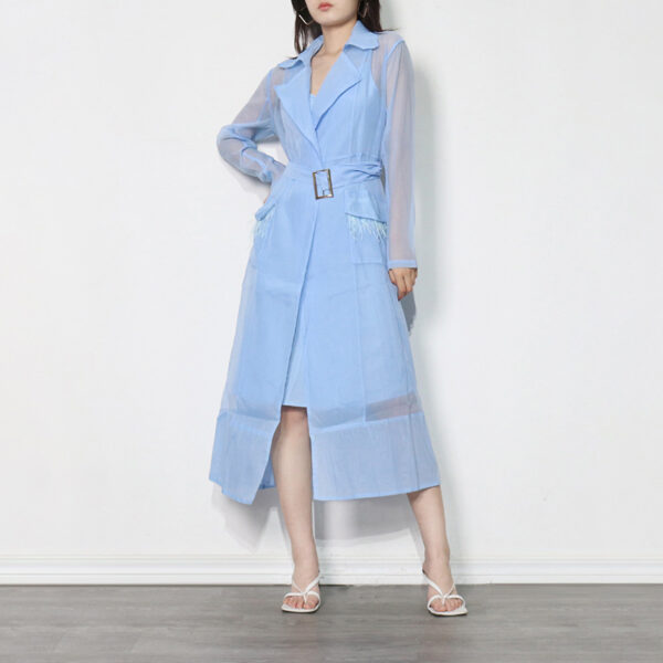 Sun Protection Thin Long Sleeve Trench Coat Plus Slim Strap Long Women's Dress - Image 6