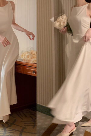 Off-shoulder Sleeveless Waist Slimming Dress