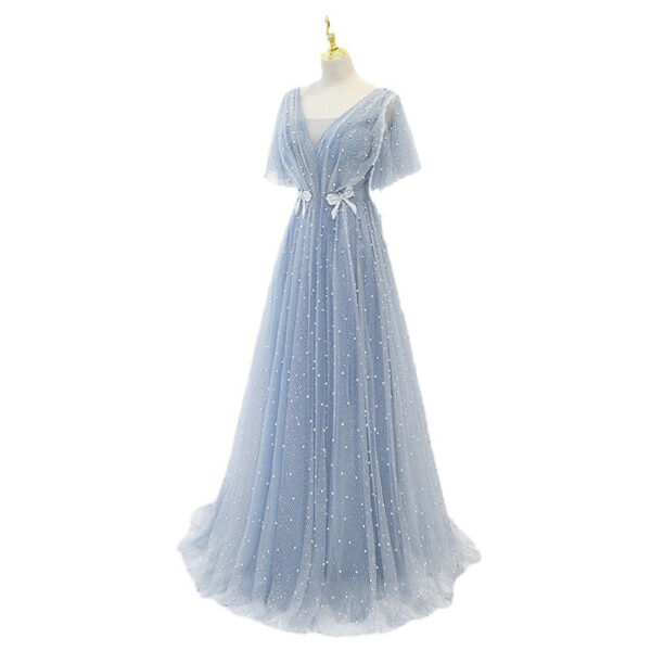 Evening Dress Female Elegant Temperament Host V-neck Super Fairy Thin Long Style - Image 5
