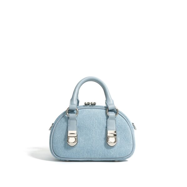 First Layer Cowhide With Denim Bun-shaped Bag - Image 7