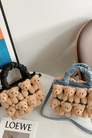 Fashion Creative Simple Denim Bear Doll Bag