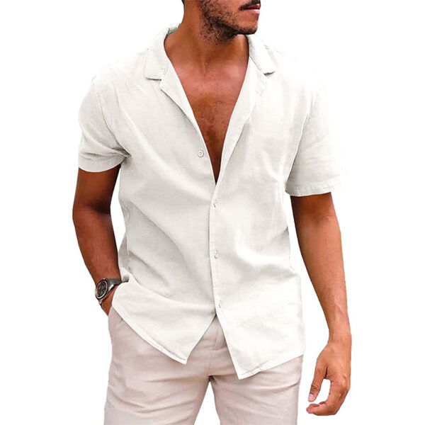 Men's Tops Casual Button Down Shirt Short Sleeve Beach Shirt Summer Mens Clothing - Image 6