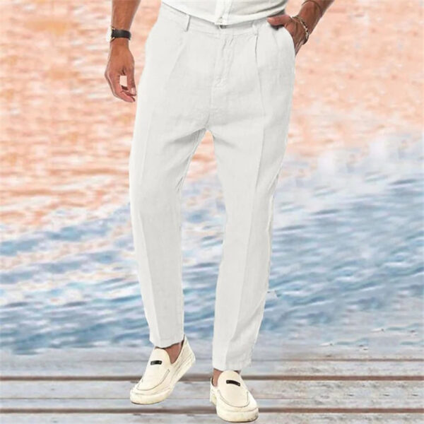 Linen Pants Straight Pure Color Comfort Outdoor Leisure - Image 4
