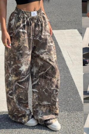 Slimming Casual Pants Hip Hop Retro Street Multi-pocket Camouflage Cargo Pants For Women Y2k Hip-hop Cargo Grunge Baggy Trousers