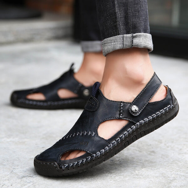 Men's Closed Toe Sandals Summer Adjustable Slides Slippers Fashion Beach Shoes - Image 2