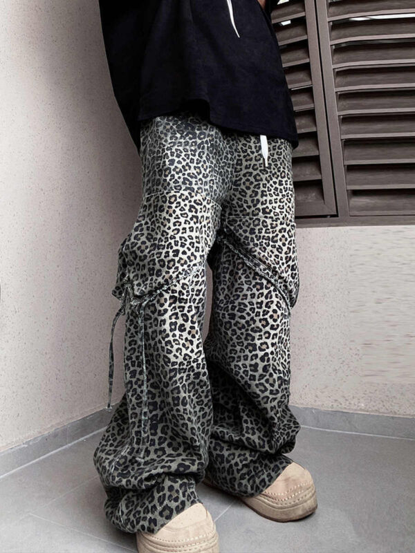 Loose Straight Slightly Flared Workwear Casual Wide-leg Mopping Leopard Jeans - Image 5