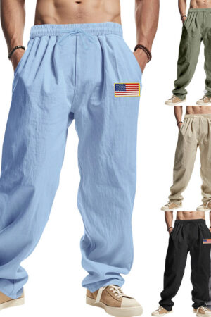 American Spring Men's Linen Hip Hop Machete Wide Leg Trousers