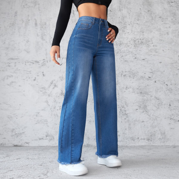 Fashion Straight Wide-leg Jeans Casual High-waist Non-elastic Womens Clothing - Image 3